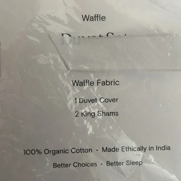 new Boll & Branch While Waffle Weave Organic Cotton Duvet Cover & Sham King set